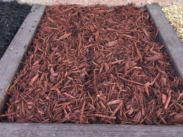 Red colored mulch